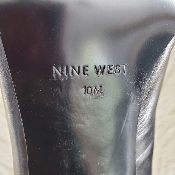 Nine West GHITA Black Leather Almond Toe Bow Detail Pumps Size 10M - Picture 10 of 13